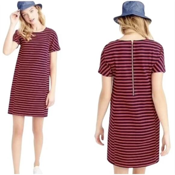 J. Crew Dresses & Skirts - J. Crew Striped T-Shirt Dress Red Navy Short Sleeve C6514 Size S